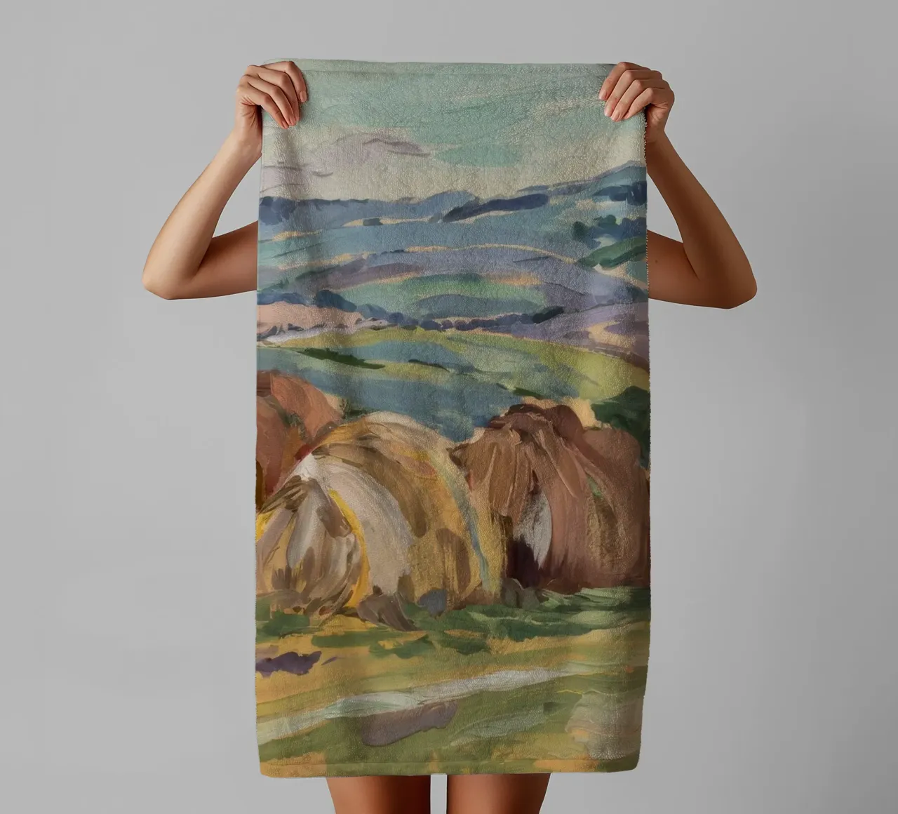 Haystacks' Sunny Repose towel by Radiance Landscape