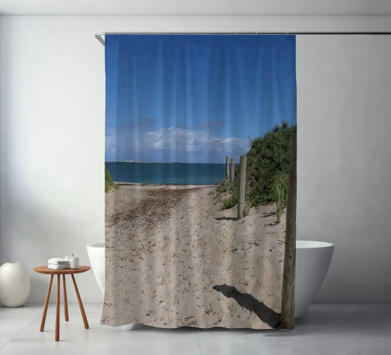 Poster di On My Way to the Beach nell'Australia Occidentale tenda da doccia da byrieneke
