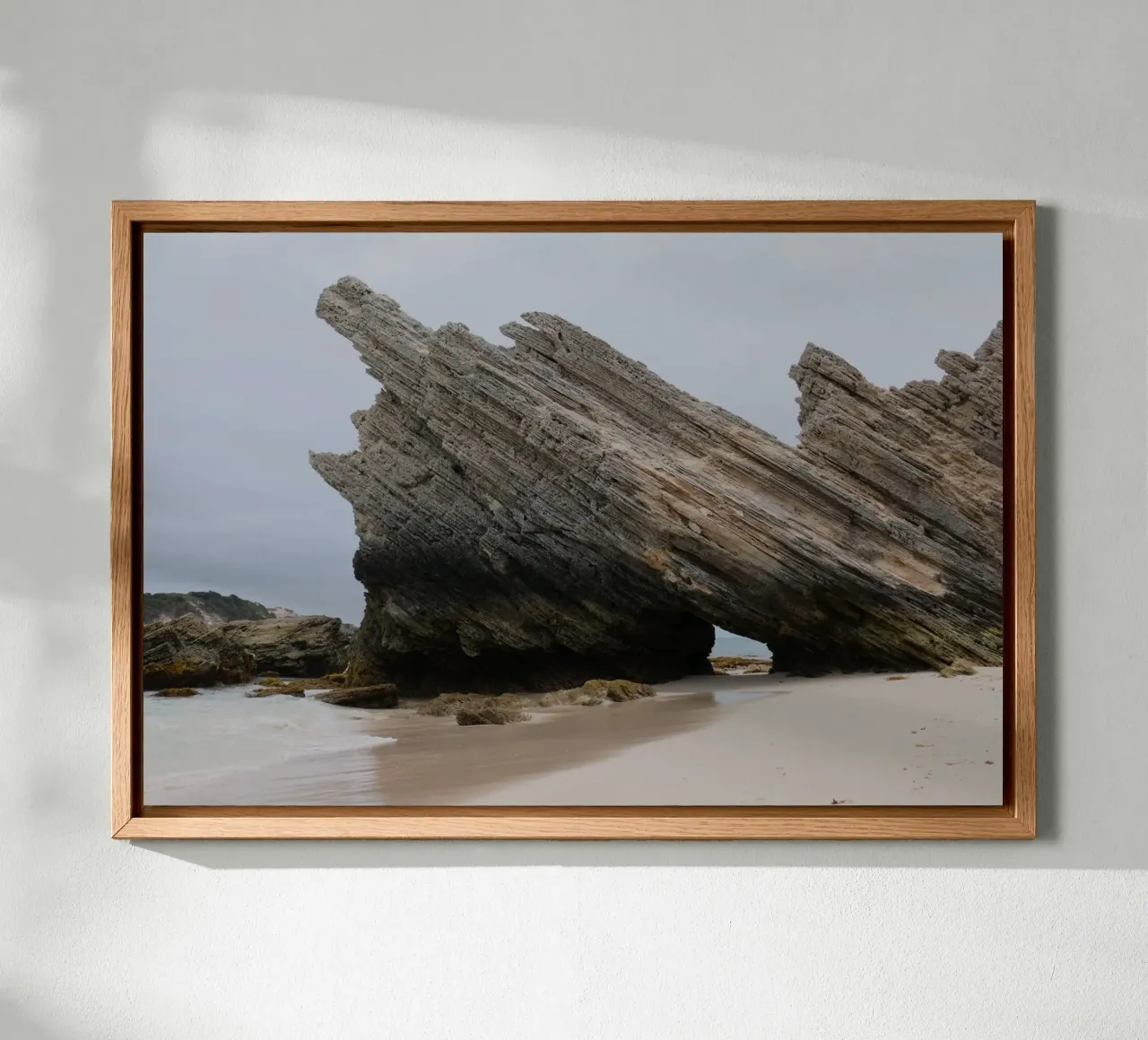 Jagged Rock at the beach in Australia Sticker canvas with Floater frame by byrieneke