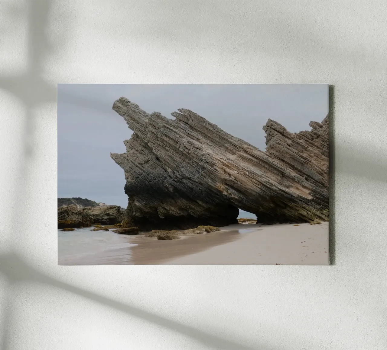 Jagged Rock at the beach in Australia Sticker canvas with Floater frame by byrieneke