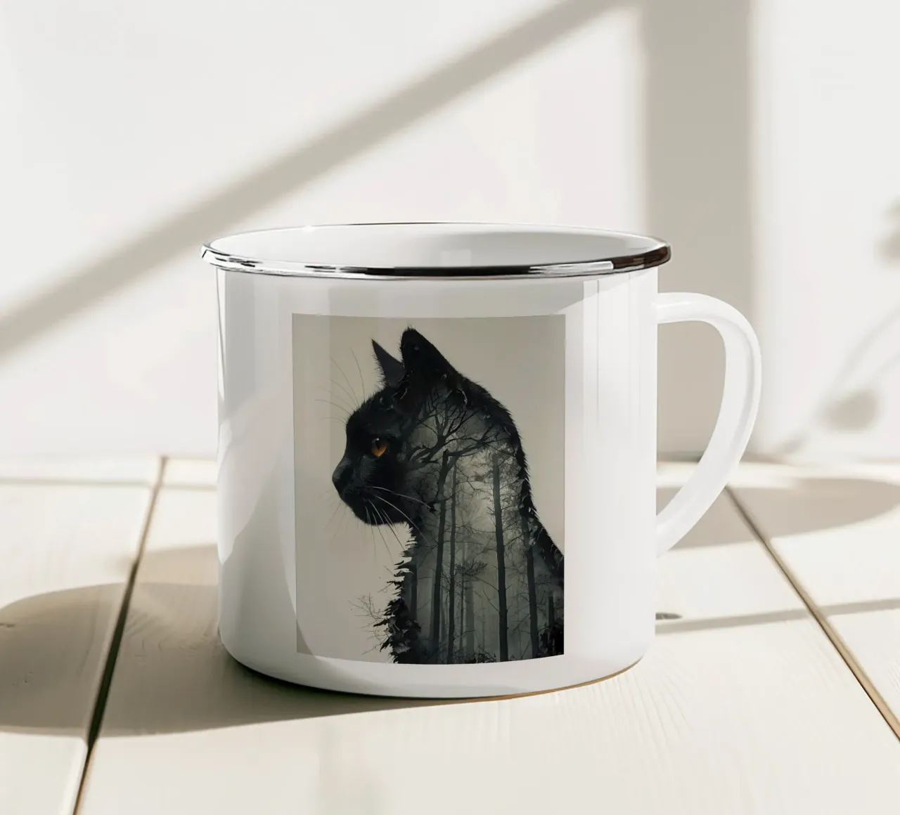 gatto della foresta tazza in smalto da 🎁 ARTVI-SHOP