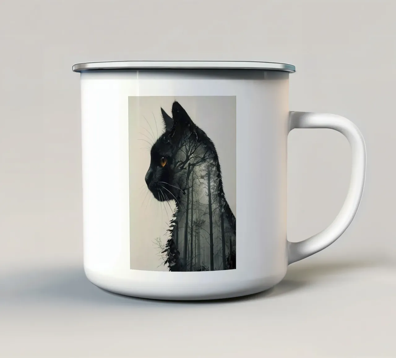 gatto della foresta tazza in smalto da 🎁 ARTVI-SHOP