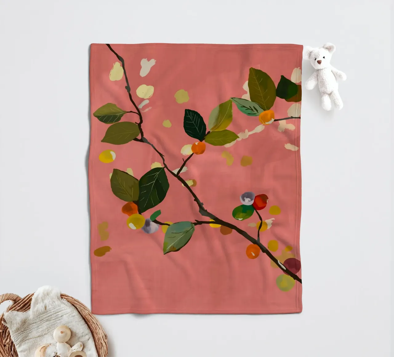 Ramo di frutta a ciliegia III coperta in pile da ThingDesign