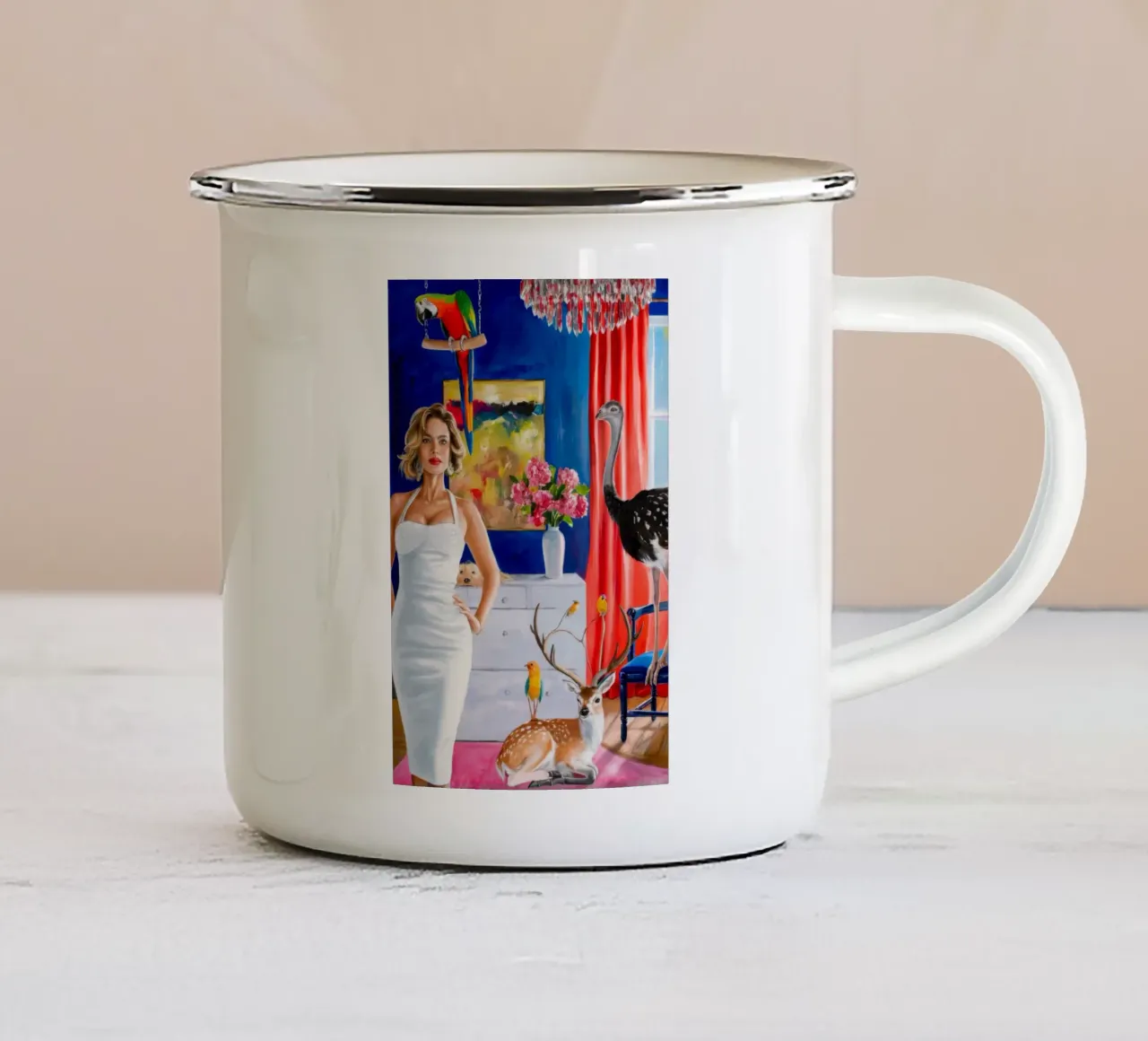 Sguardo scarlatto di Haven tazza in smalto da Infinite Chroma