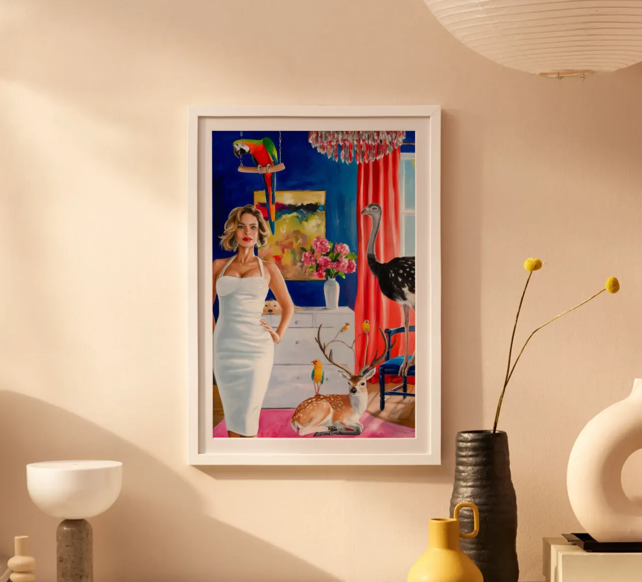 Sguardo scarlatto di Haven poster con telaio in plastica da Infinite Chroma