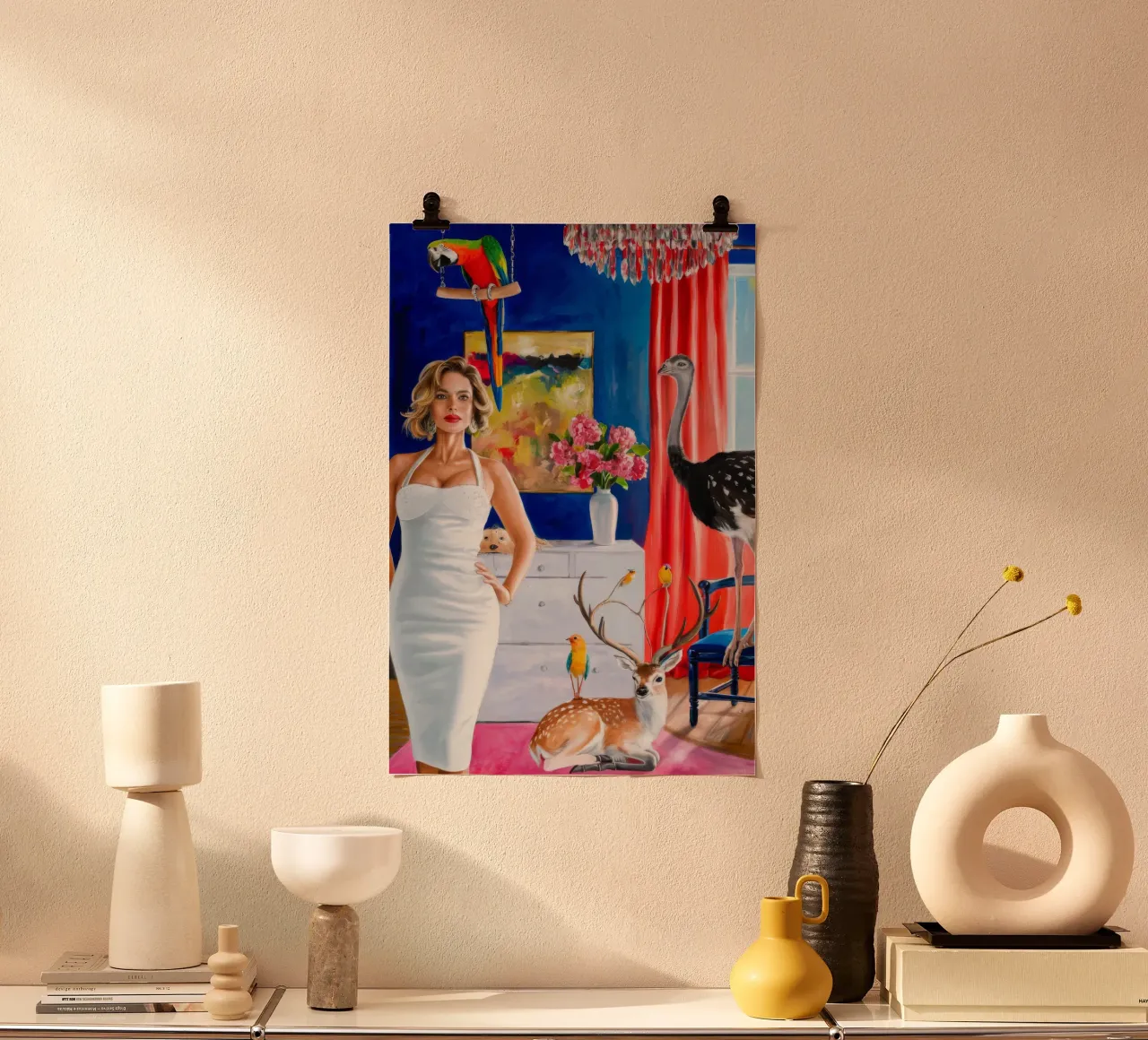 Sguardo scarlatto di Haven poster con telaio in plastica da Infinite Chroma