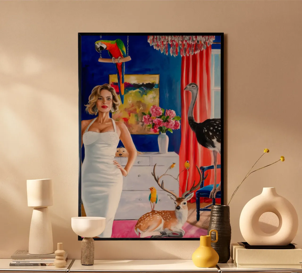 Sguardo scarlatto di Haven poster con telaio in plastica da Infinite Chroma