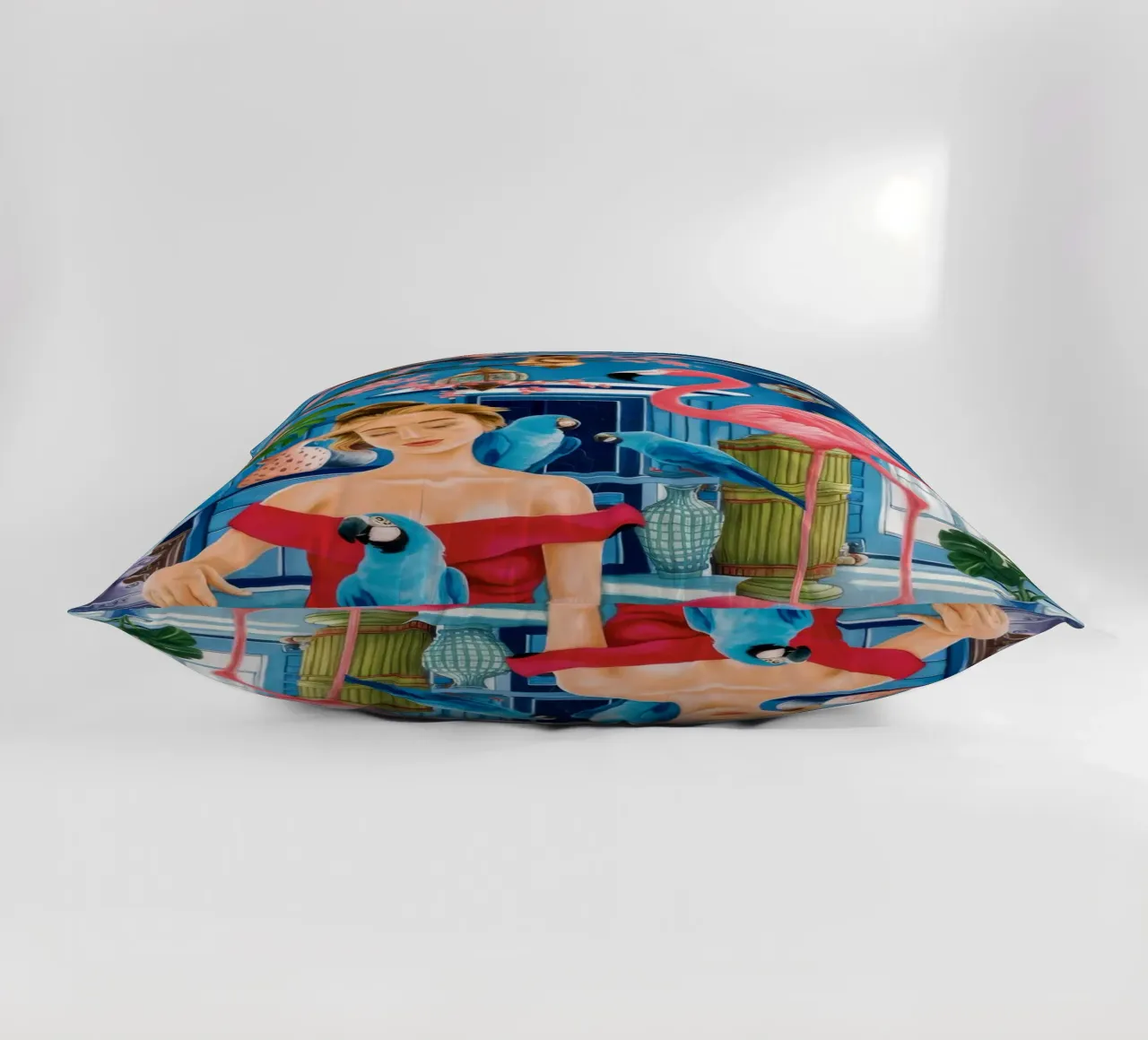 Cerulean Aviary Trance decorative cushion by Infinite Chroma