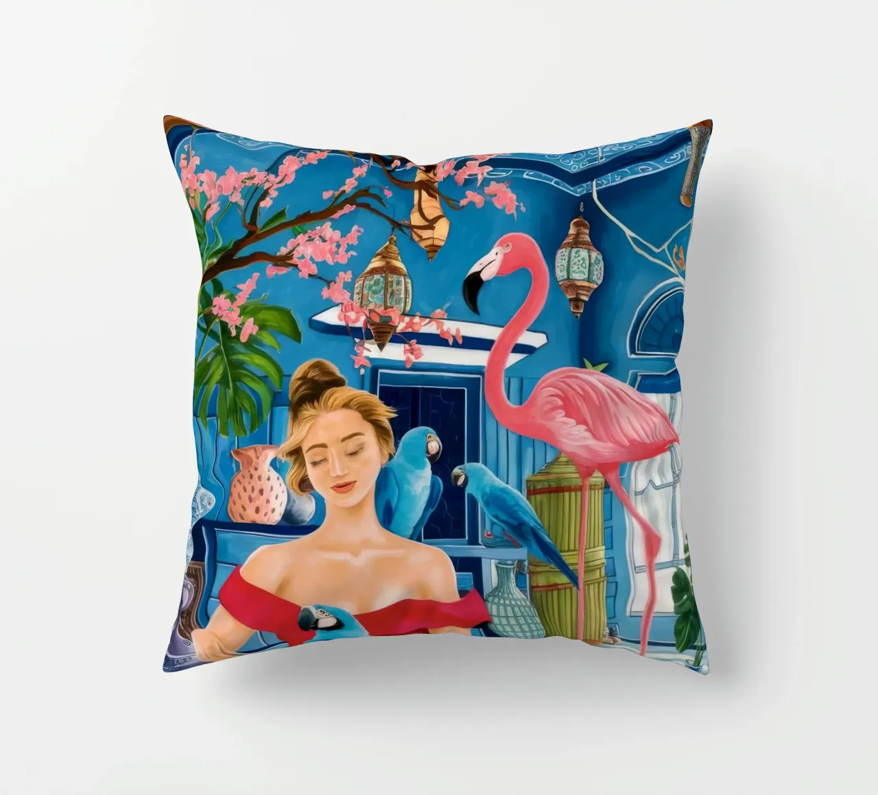 Cerulean Aviary Trance decorative cushion by Infinite Chroma