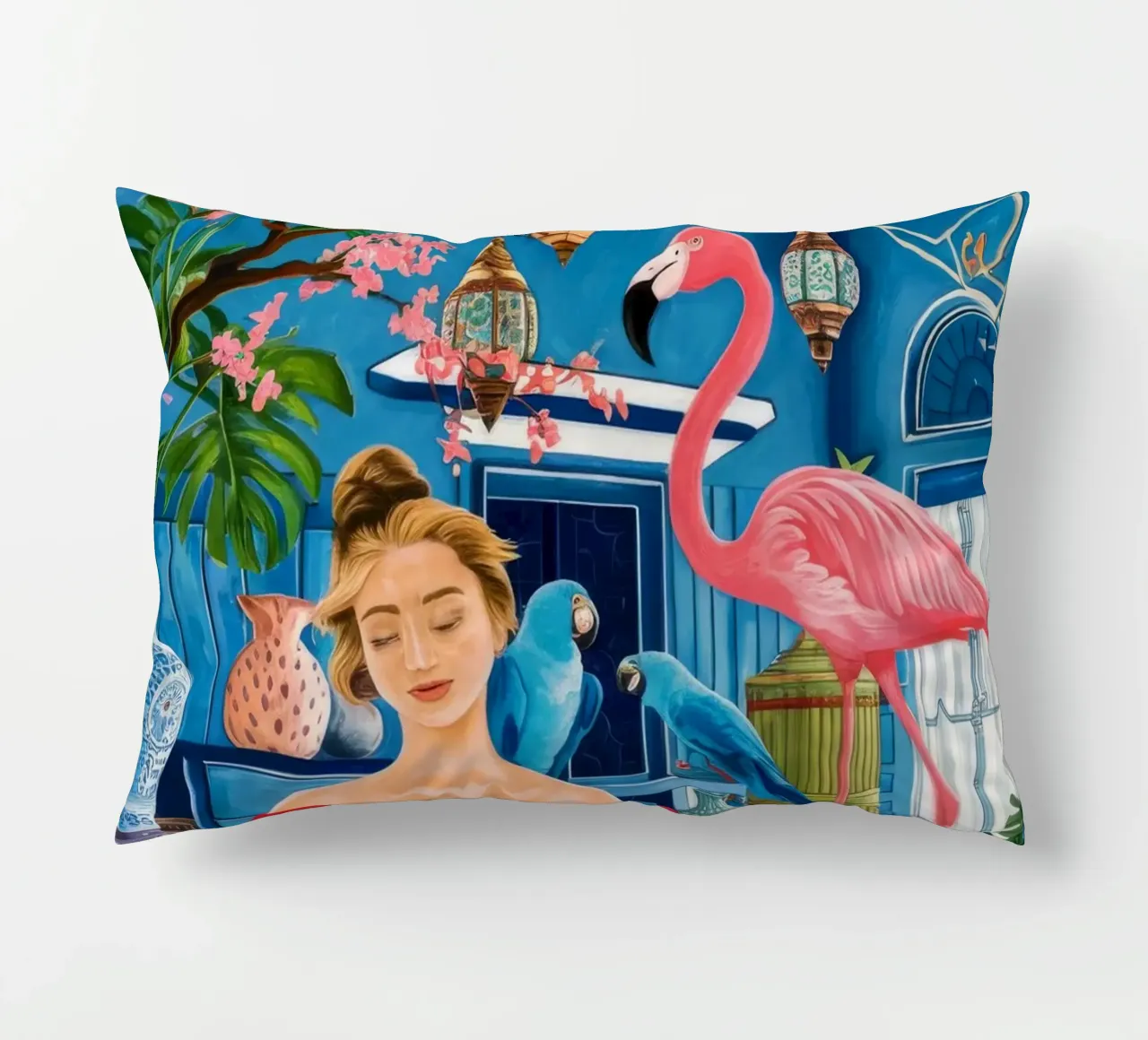 Cerulean Aviary Trance decorative cushion by Infinite Chroma