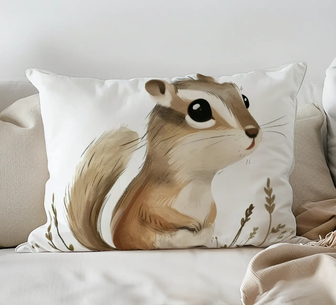 Scoiattolo nei prati tranquilli cuscino da DesignDoodle