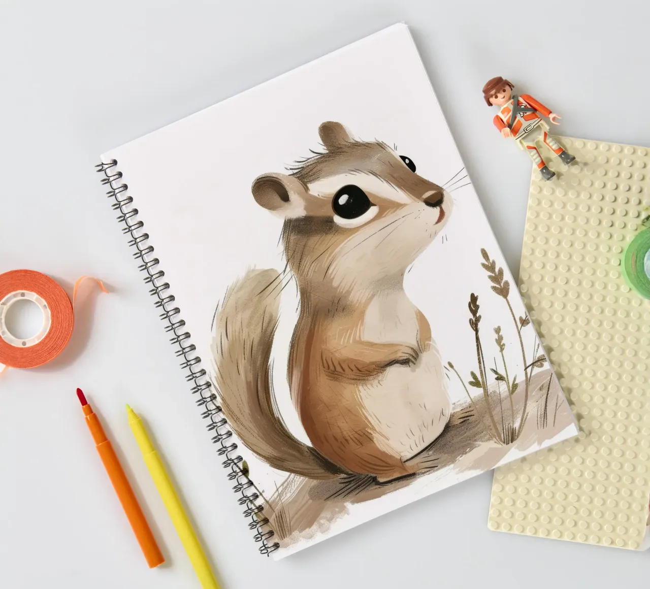 Chipmunk in Tranquil Meadows spiral notebook by DesignDoodle