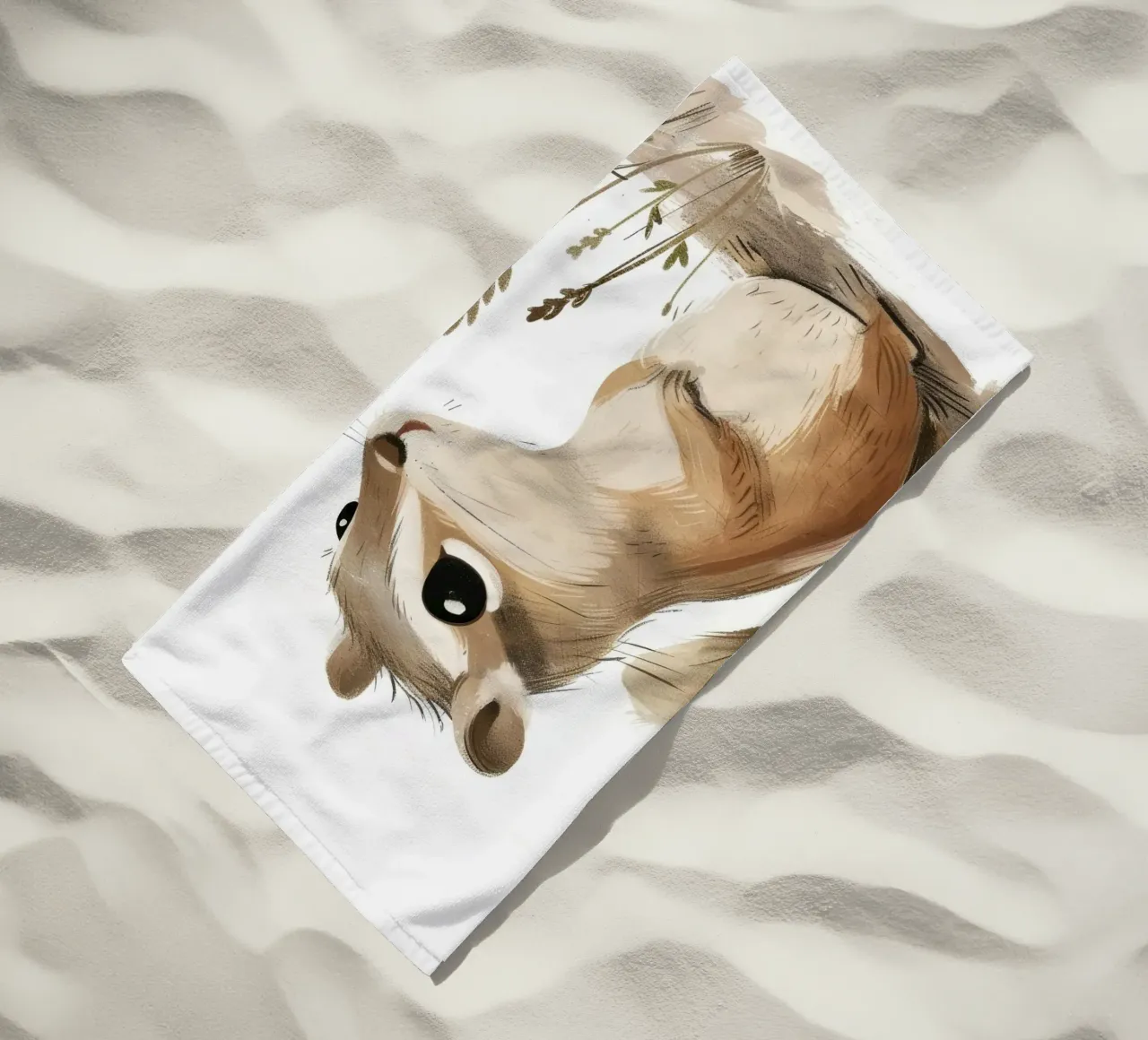 Scoiattolo nei prati tranquilli telo mare da DesignDoodle