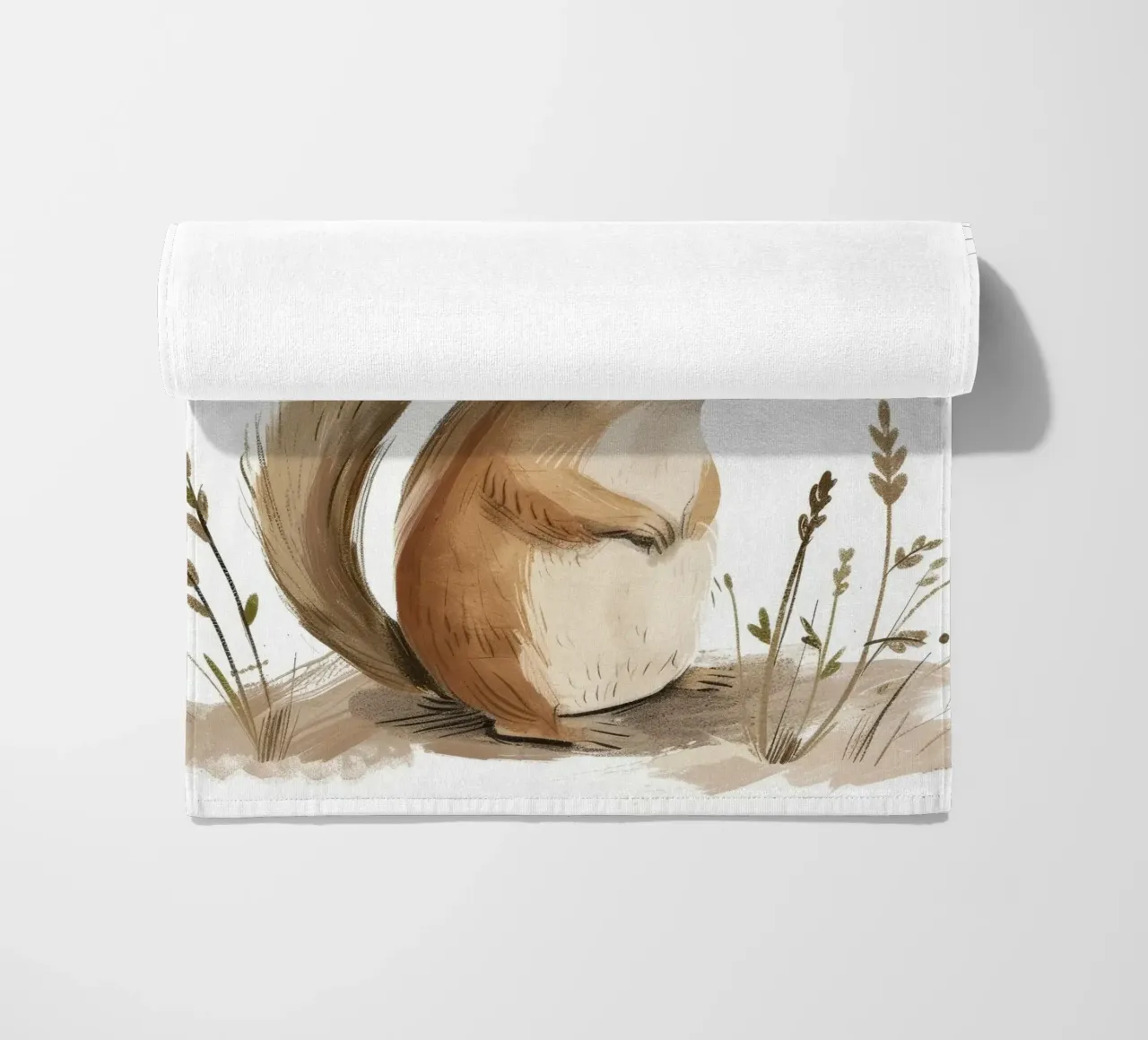 Scoiattolo nei prati tranquilli telo mare da DesignDoodle