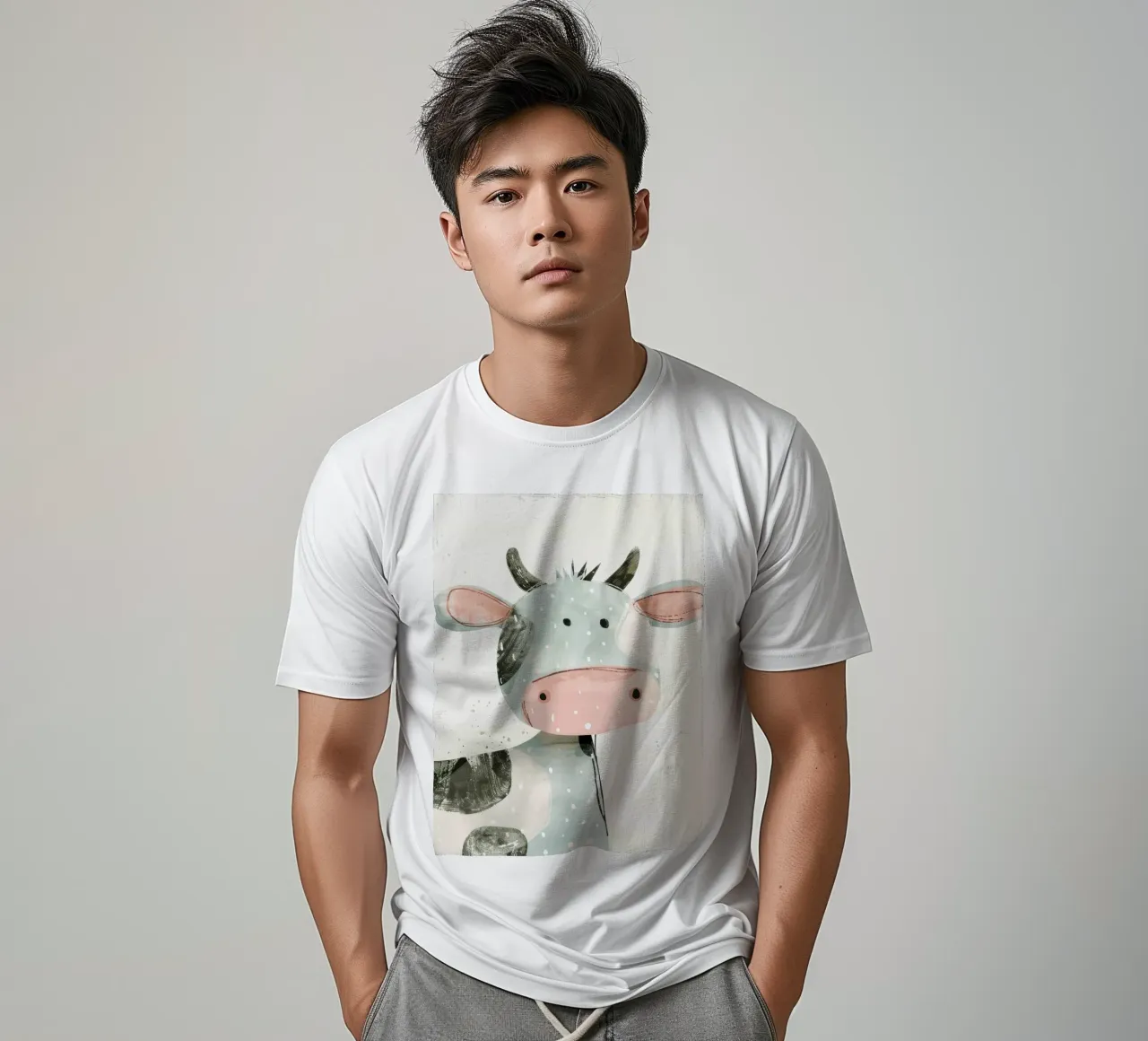 Mucca pastello con macchie giocose t-shirt da DesignDoodle