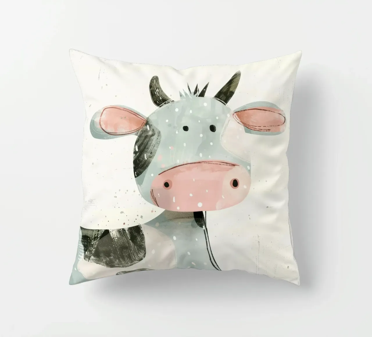 Mucca pastello con macchie giocose cuscino da DesignDoodle