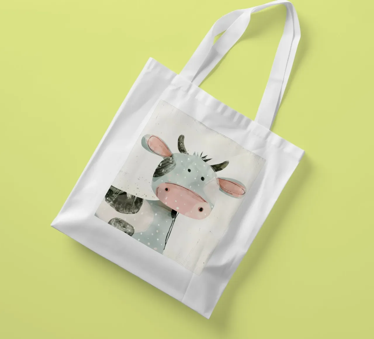 Mucca pastello con macchie giocose borsa in juta da DesignDoodle