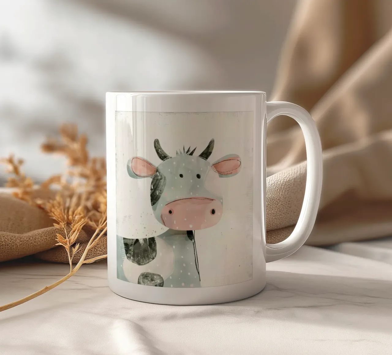 Mucca pastello con macchie giocose tazza in ceramica da DesignDoodle