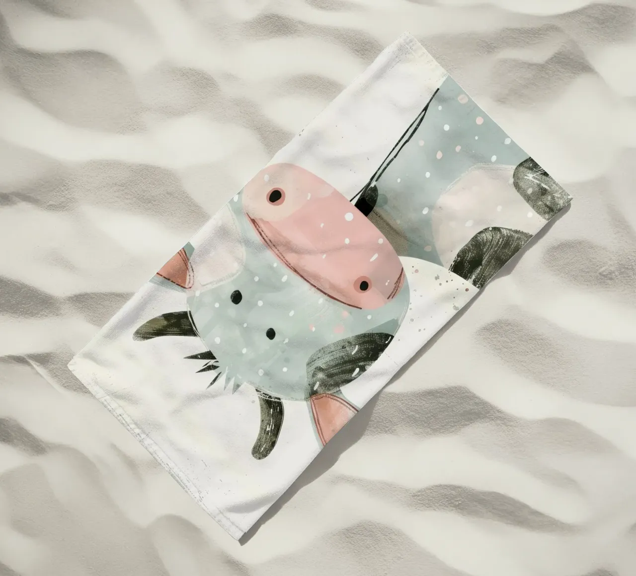 Mucca pastello con macchie giocose telo mare da DesignDoodle