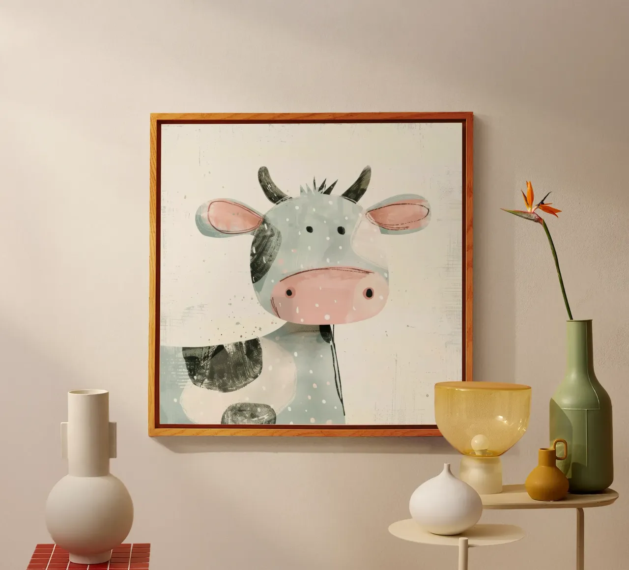 Mucca pastello con macchie giocose plexiglass da DesignDoodle
