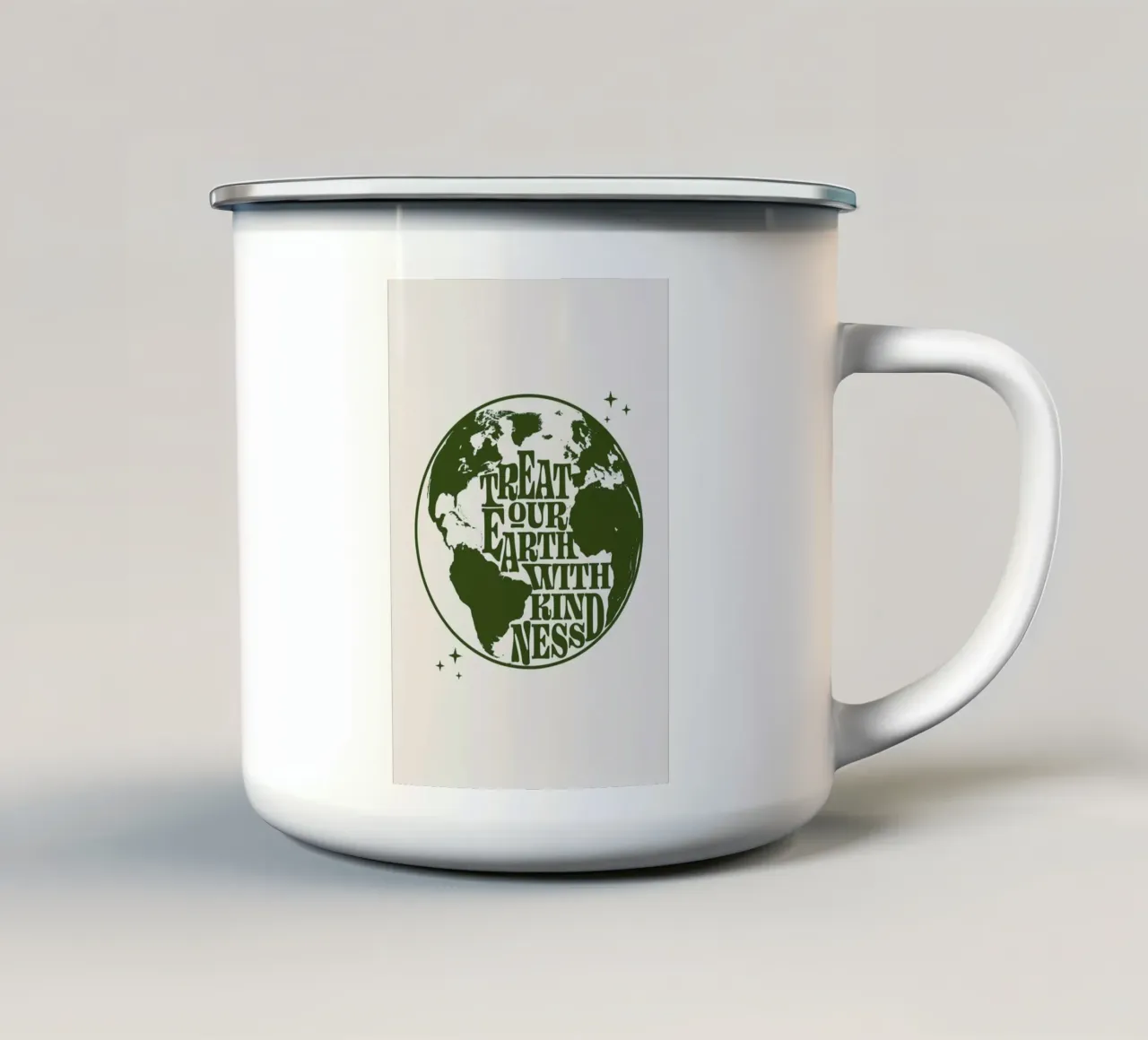 Treat Our Earth With Kindness tazza in smalto da cafelab