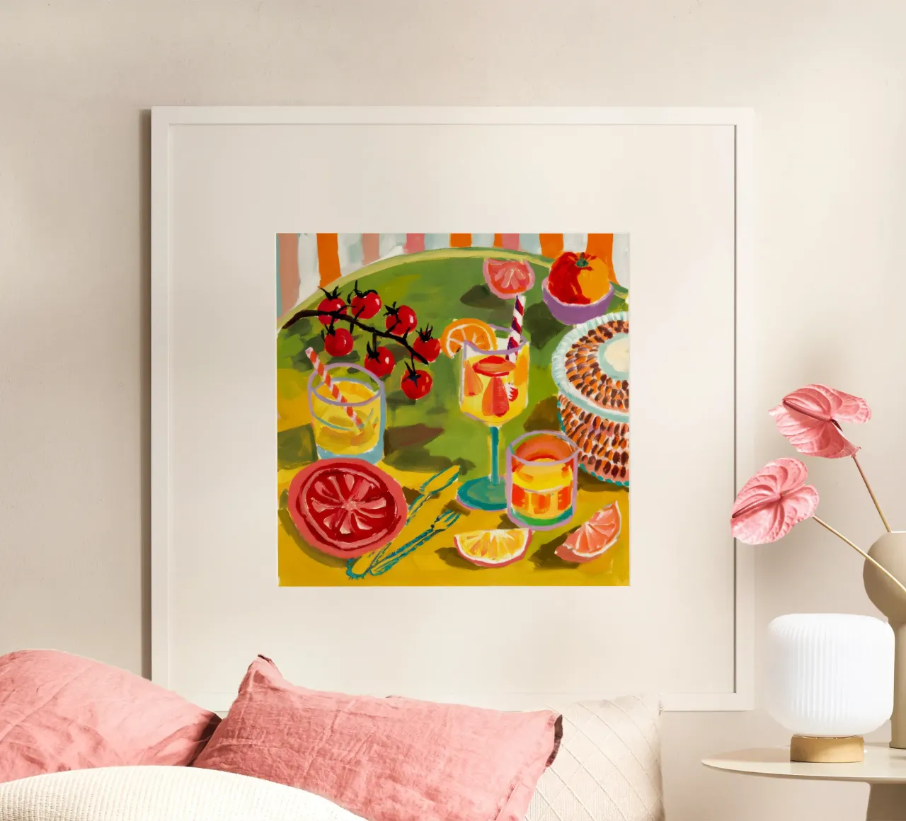 Zeste di agrumi del mattino poster con telaio in legno da Infinite Chroma