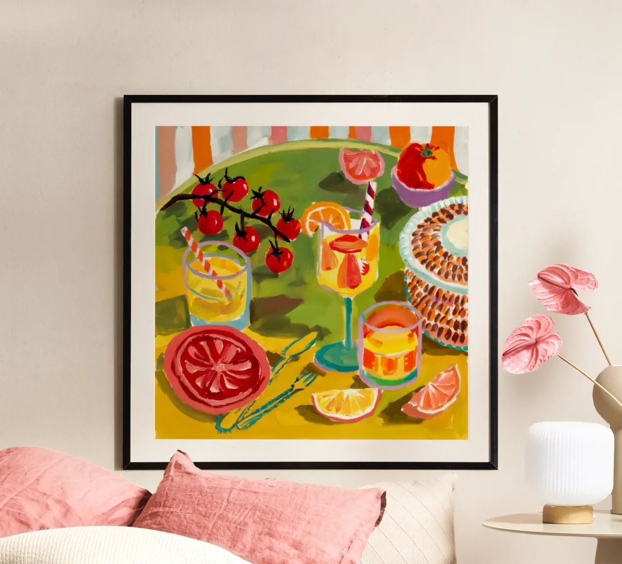 Zeste di agrumi del mattino poster con telaio in legno da Infinite Chroma