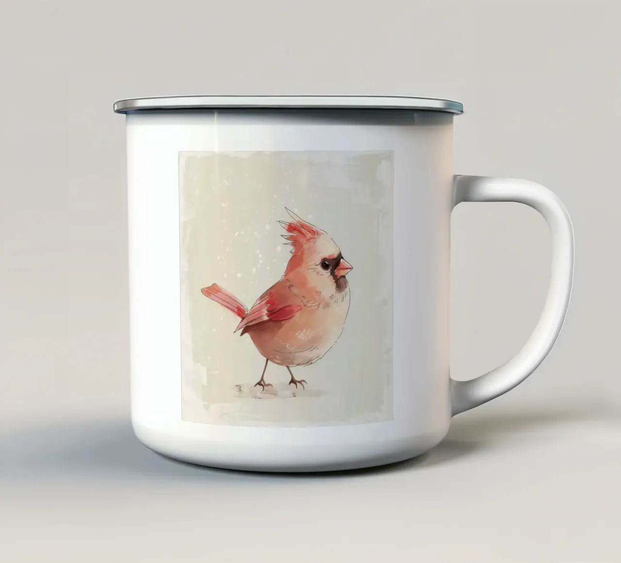 Cardinale del Nord: Un tocco di rosso tazza in smalto da DesignDoodle