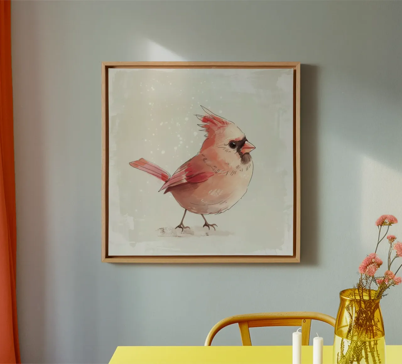 Cardinale del Nord: Un tocco di rosso tela con Cornice a cassetta da DesignDoodle