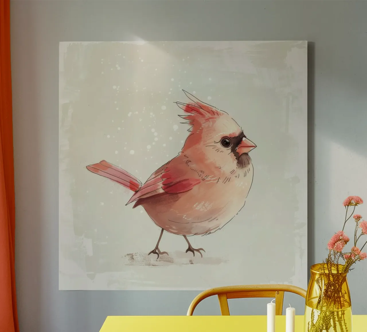 Cardinale del Nord: Un tocco di rosso tela con Cornice a cassetta da DesignDoodle