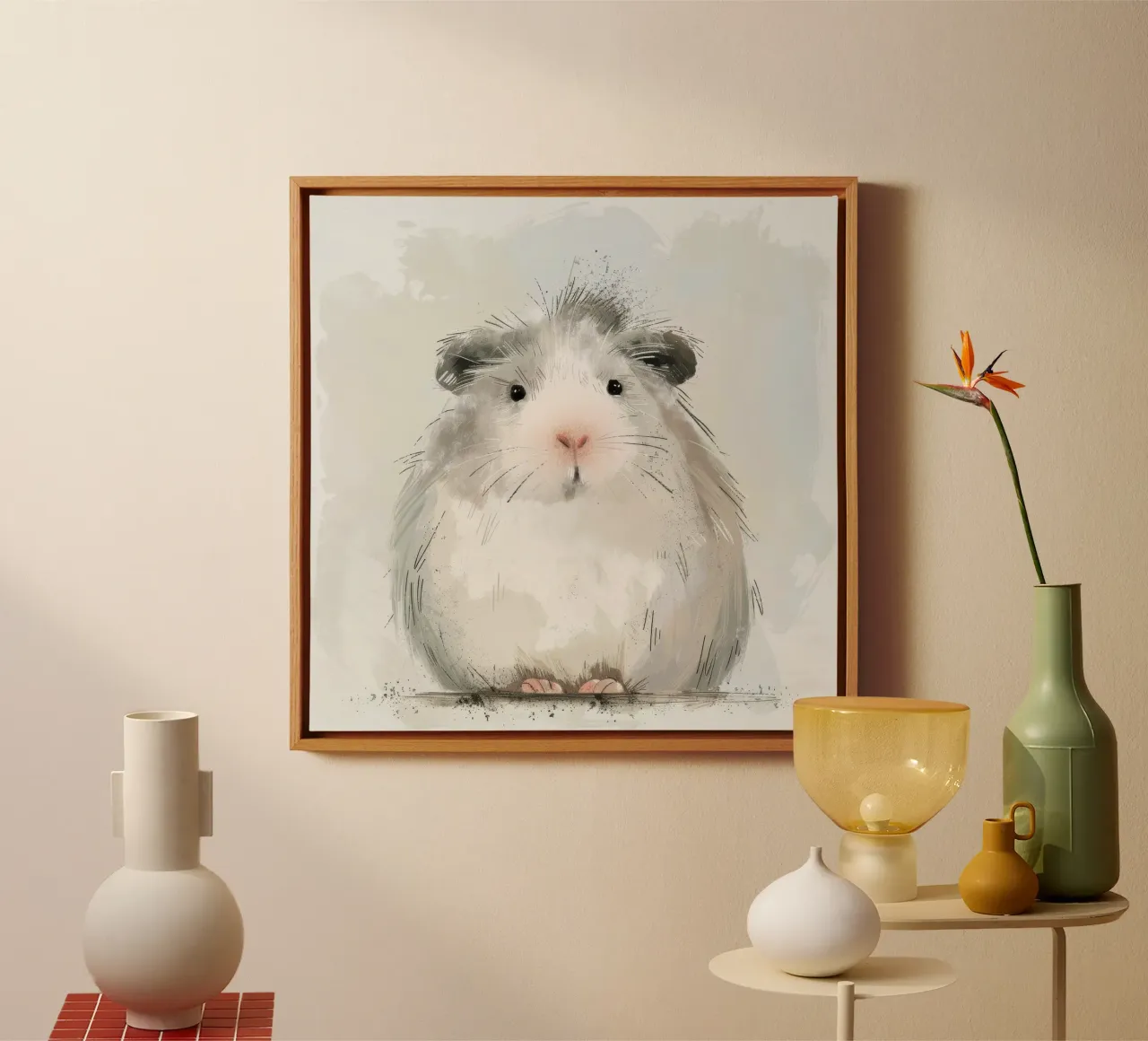 Grey Guinea Pig: Soft and Fluffy canvas by DesignDoodle