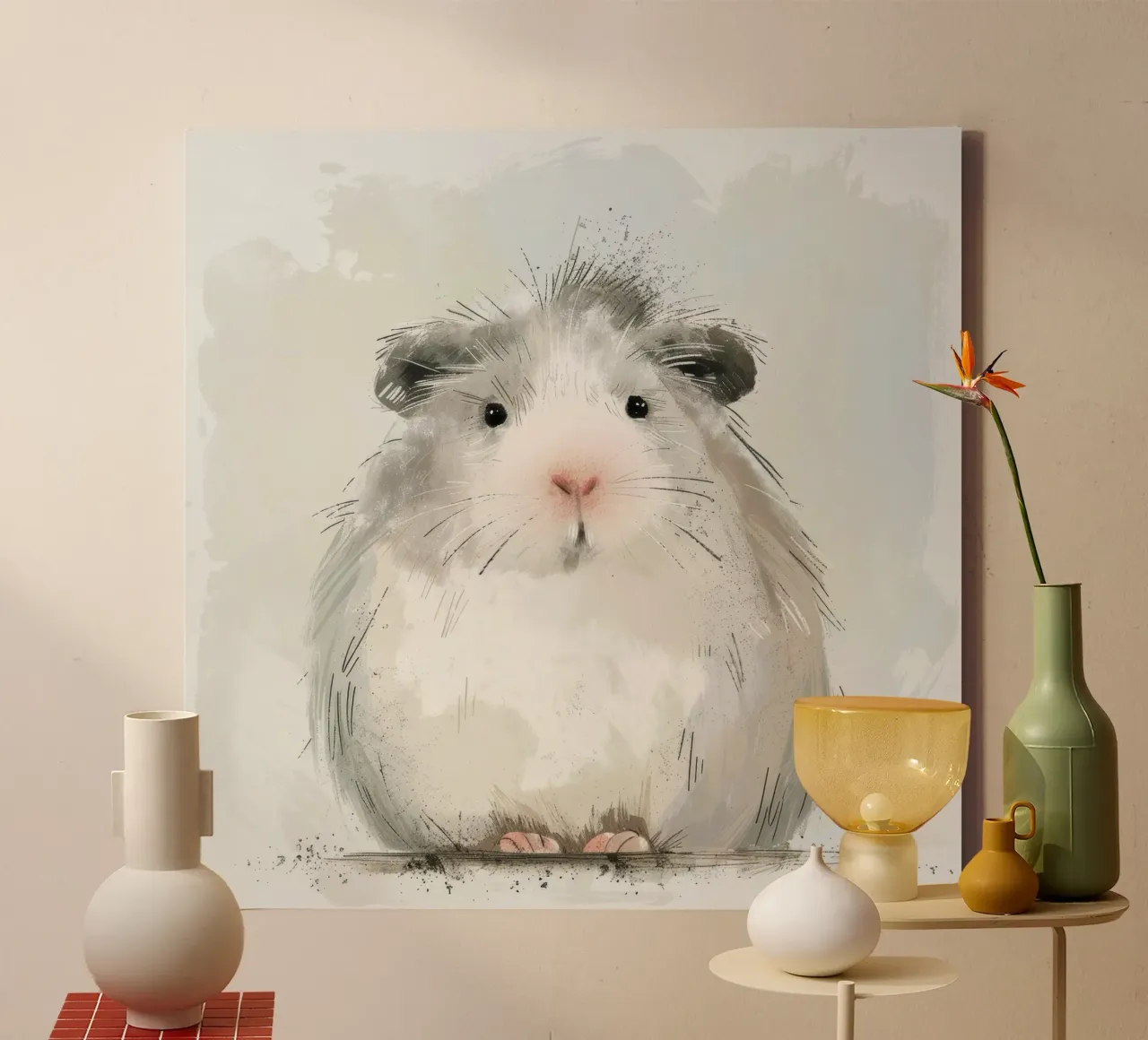 Grey Guinea Pig: Soft and Fluffy canvas by DesignDoodle