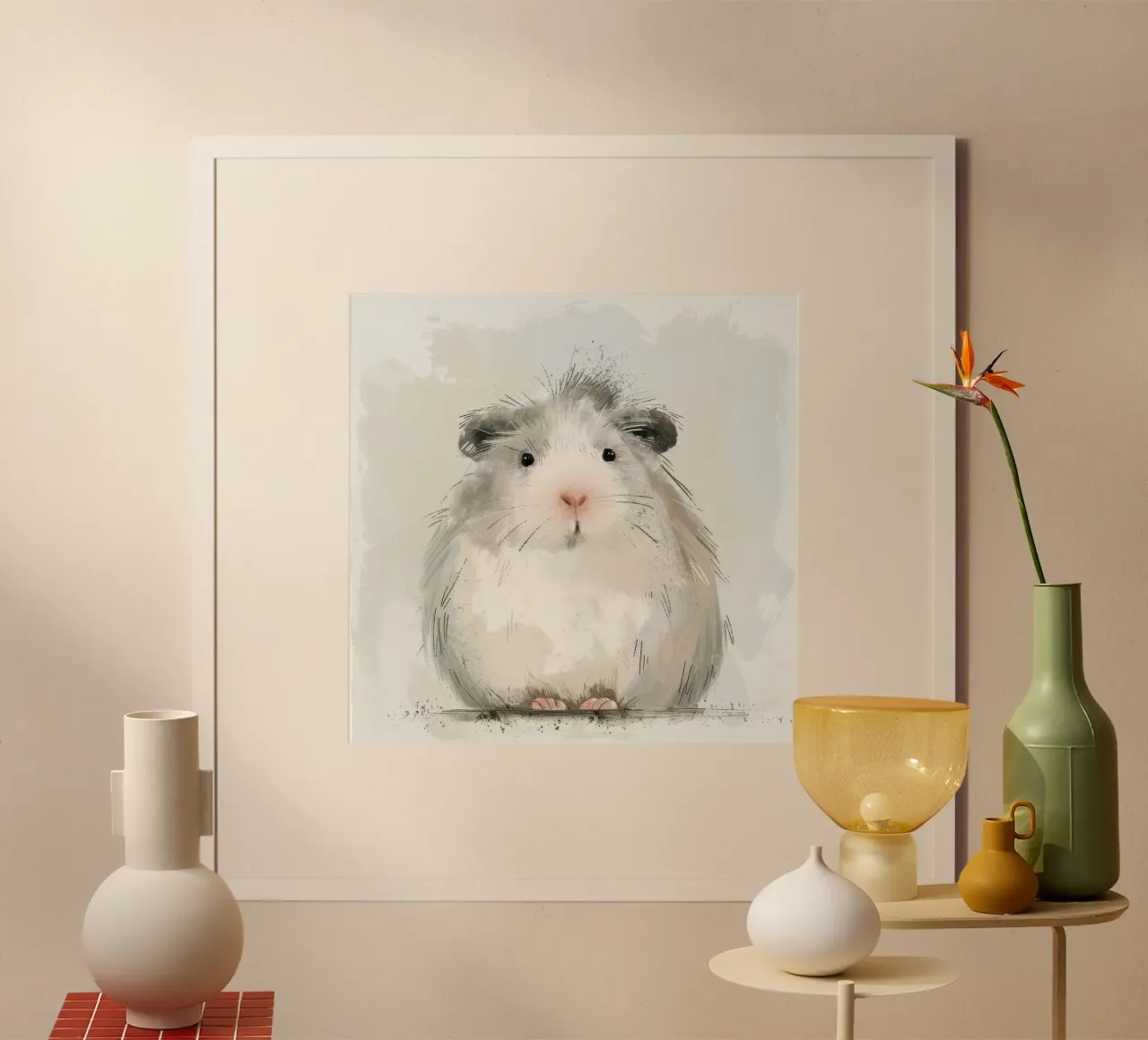 Grey Guinea Pig: Soft and Fluffy hahnemühle by DesignDoodle
