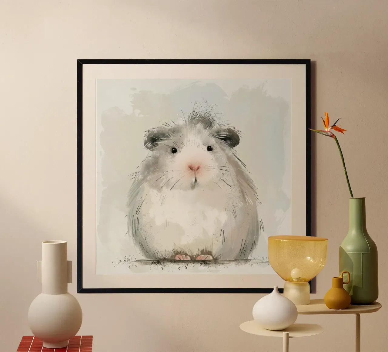 Grey Guinea Pig: Soft and Fluffy hahnemühle by DesignDoodle