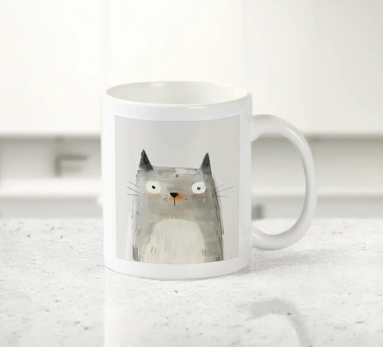 Mysterious Grey Cat in Modern Art ceramic mug by DesignDoodle