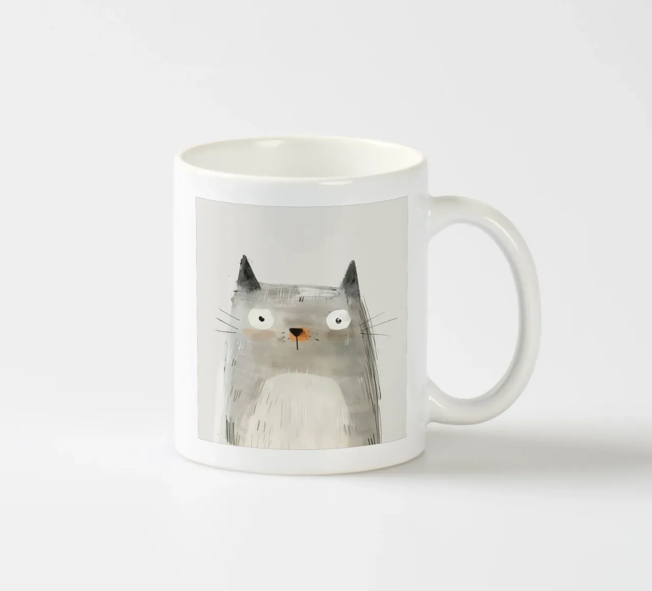 Mysterious Grey Cat in Modern Art ceramic mug by DesignDoodle