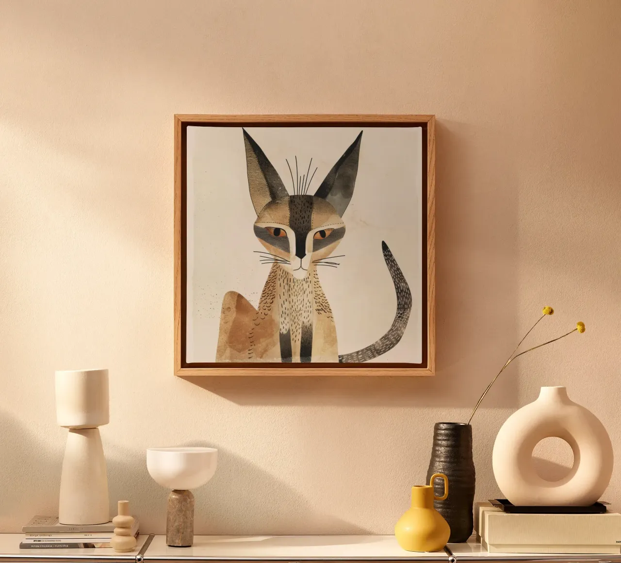 Caracal with Elegant Stance canvas with Floater frame by DesignDoodle