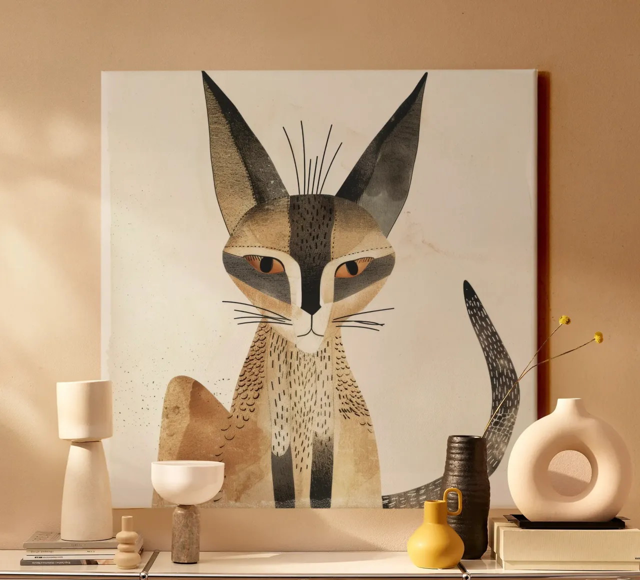 Caracal with Elegant Stance canvas with Floater frame by DesignDoodle