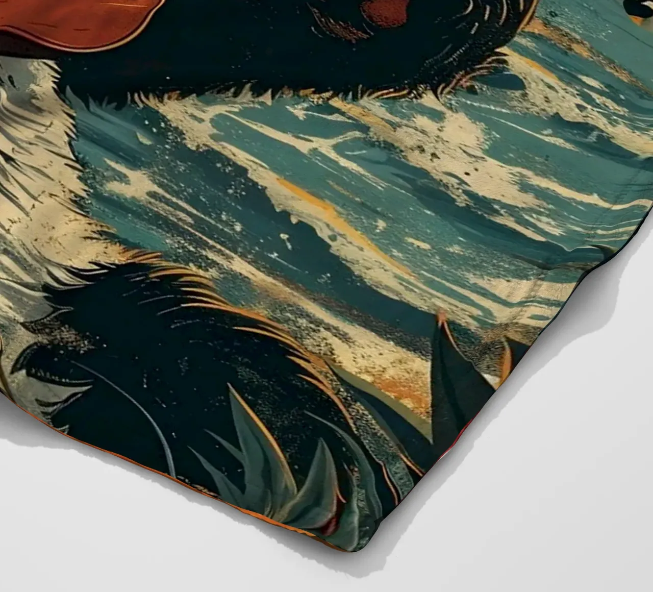 Panda spielt Gitarre am Strand coperta in pile da WILD ART