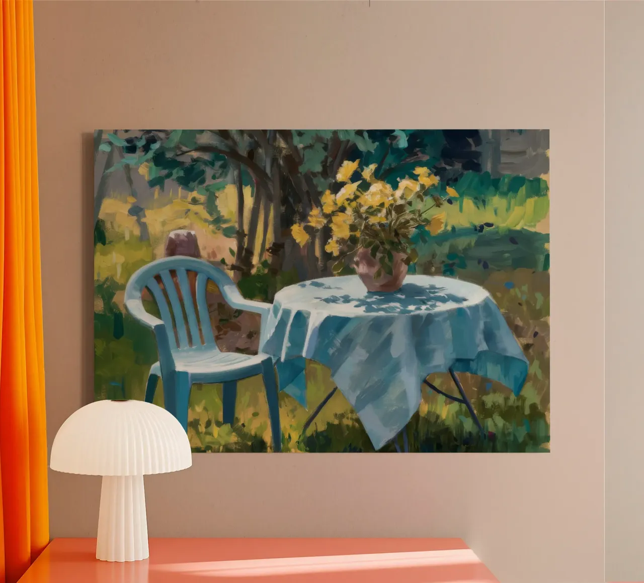 Zonovergoten tuin heiligdom canvas met Baklijst van Celestial Harmony