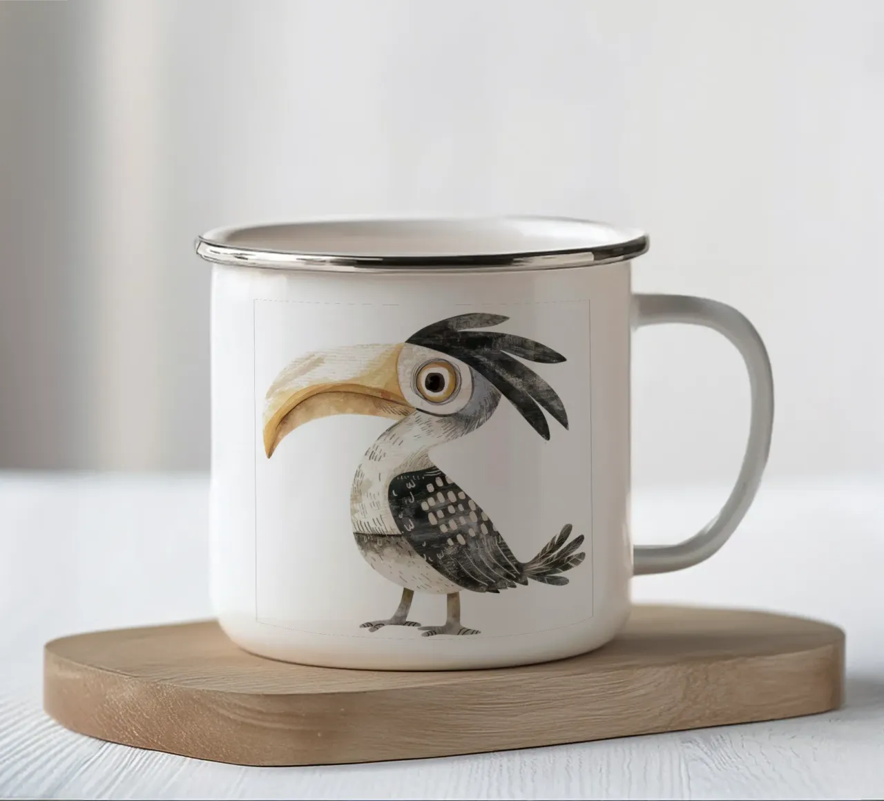 Arte dell'uccello bucero giocoso tazza in smalto da DesignDoodle