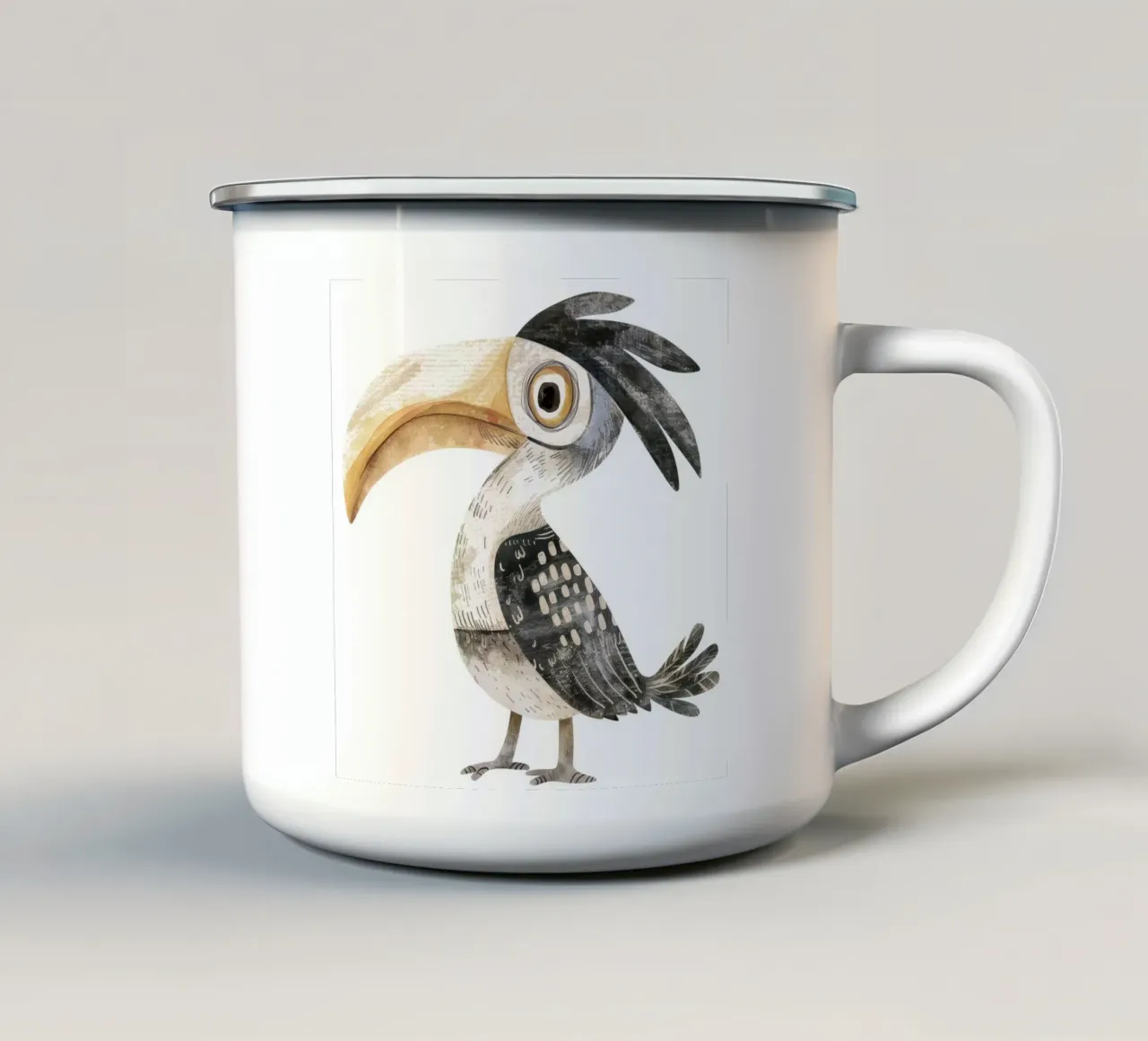 Arte dell'uccello bucero giocoso tazza in smalto da DesignDoodle