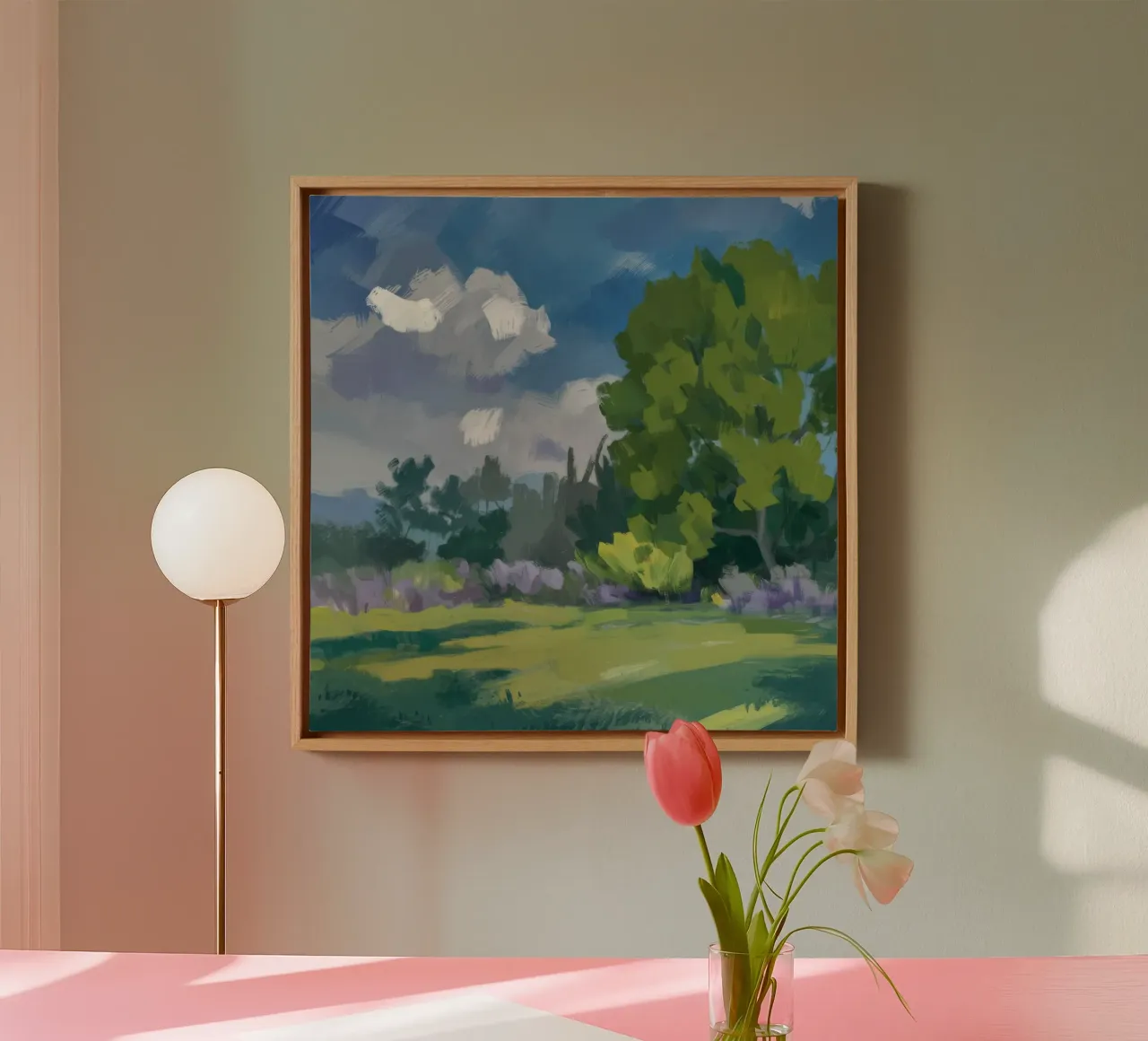 Groene veld droom canvas met Baklijst van Celestial Harmony