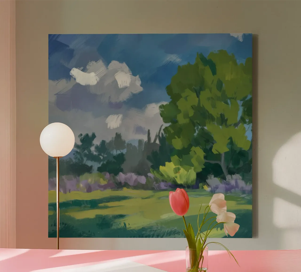 Groene veld droom canvas met Baklijst van Celestial Harmony