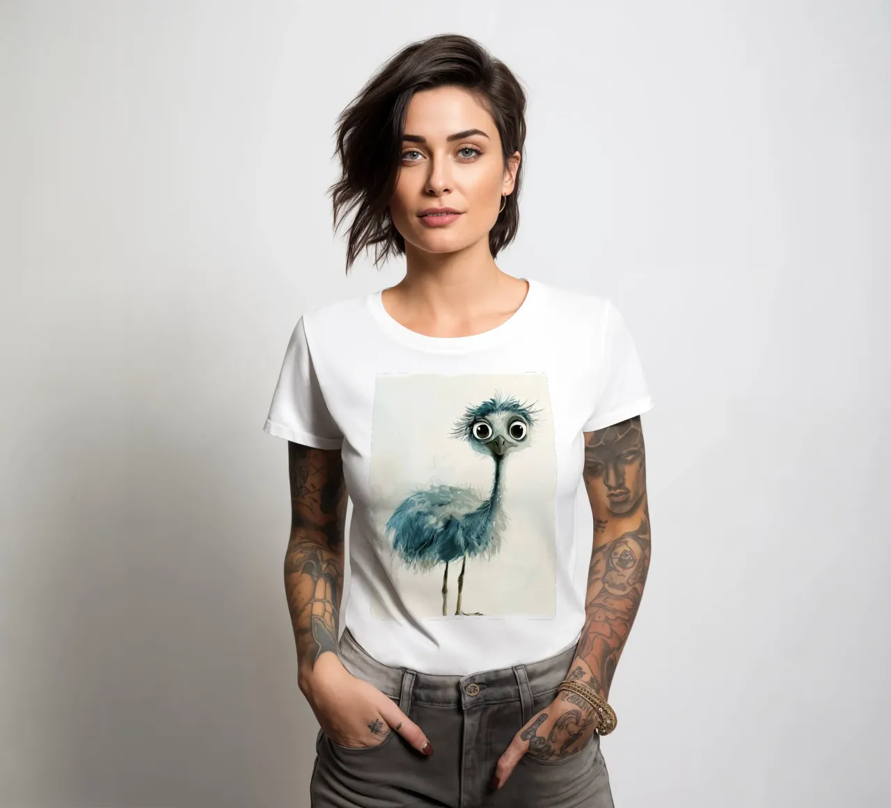 Charmante Zeichnung eines jugendlichen Emus Frauen T-Shirt von DesignDoodle