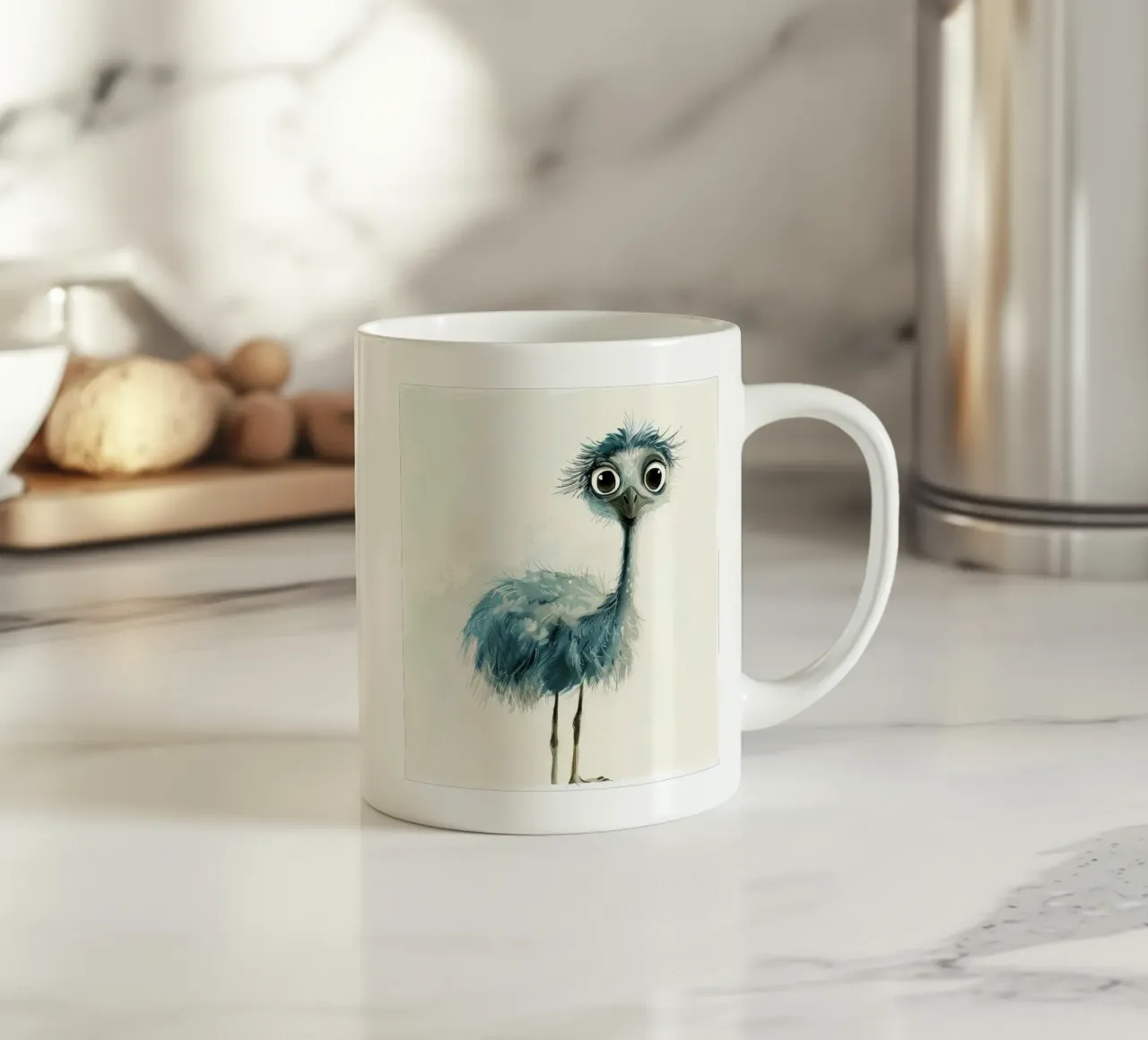 Incantevole disegno di un giovane emù tazza in ceramica da DesignDoodle