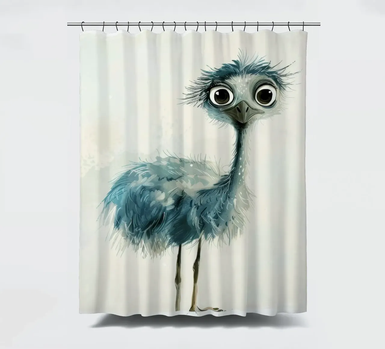Charming Juvenile Emu Drawing shower curtain by DesignDoodle