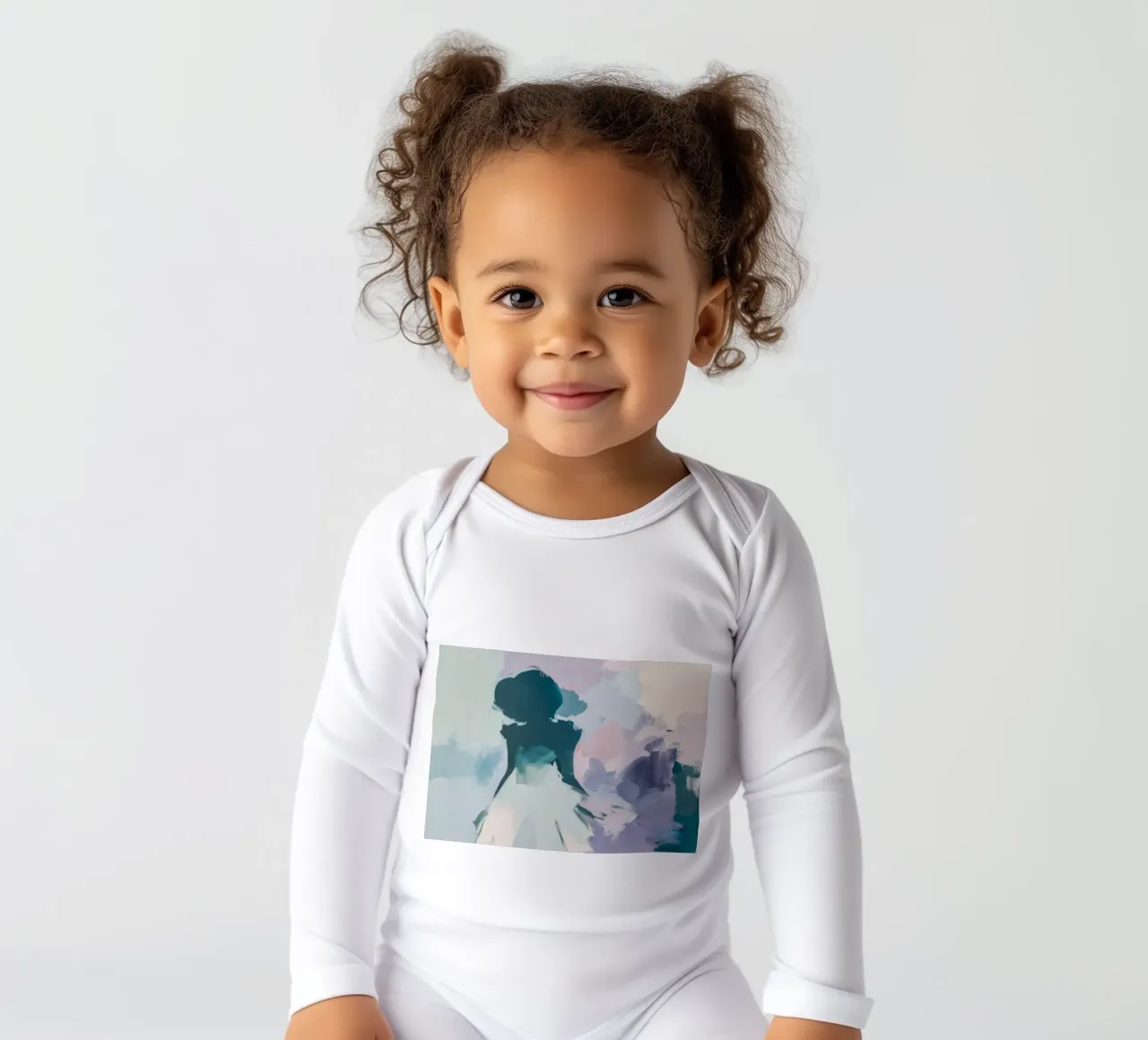 Indigo Haze Bloom long-sleeve baby romper by Dream Spectrum