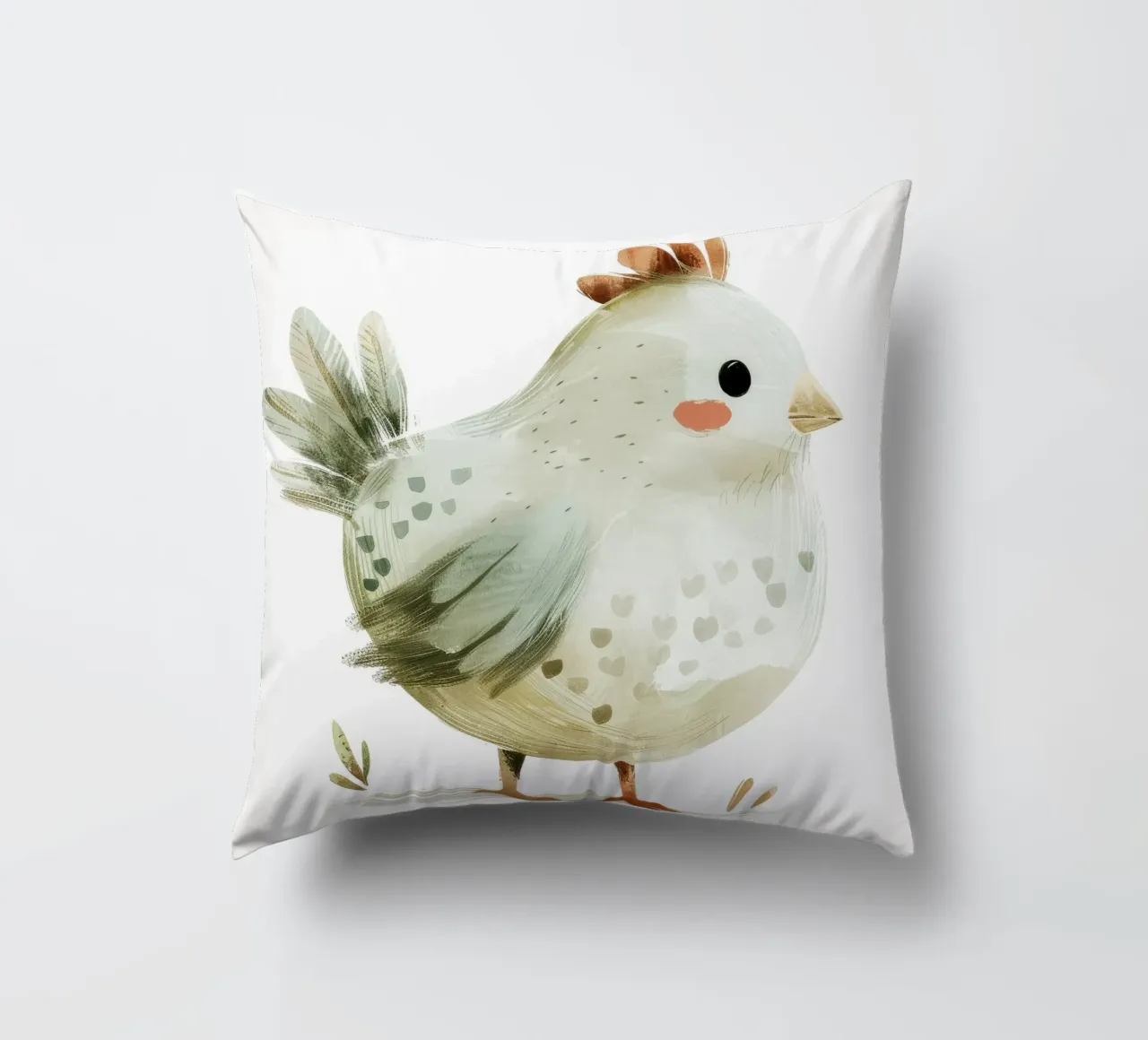 Illustrazione di un pulcino grigio chiaro cuscino da DesignDoodle