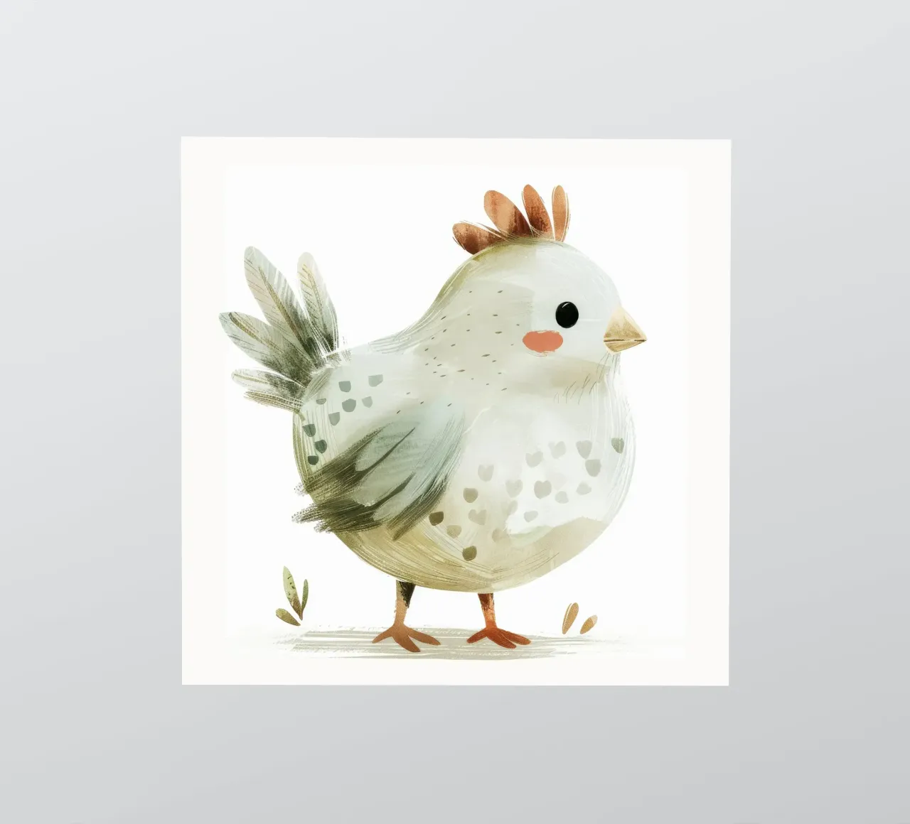 Simpática ilustración de un pollito gris claro pegatina de DesignDoodle